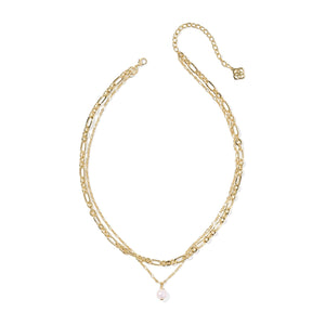 KENDRA SCOTT ASHTON MULTI STRAND NECKLACE GOLD FRESHWATER CULTURED PEARL