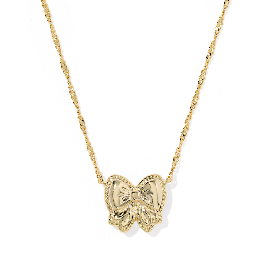 KENDRA SCOTT HALEY BOW SHORT PENDANT NECKLACE GOLD SCARLET RED MOTHER OF PEARL