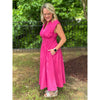 Leanne Solid V-Neck Midi Dress - Magenta