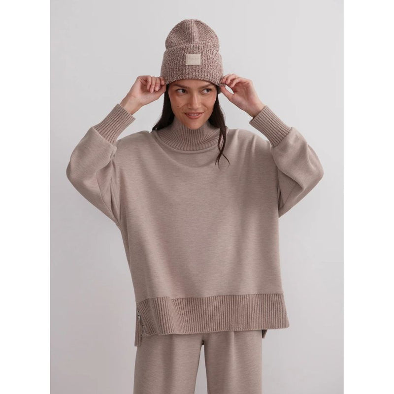 Varley Barker High-Neck Sweat - Taupe Marl