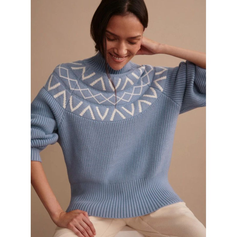 Varley Marcie Fair Isle Yoke Knit - Glacier Blue