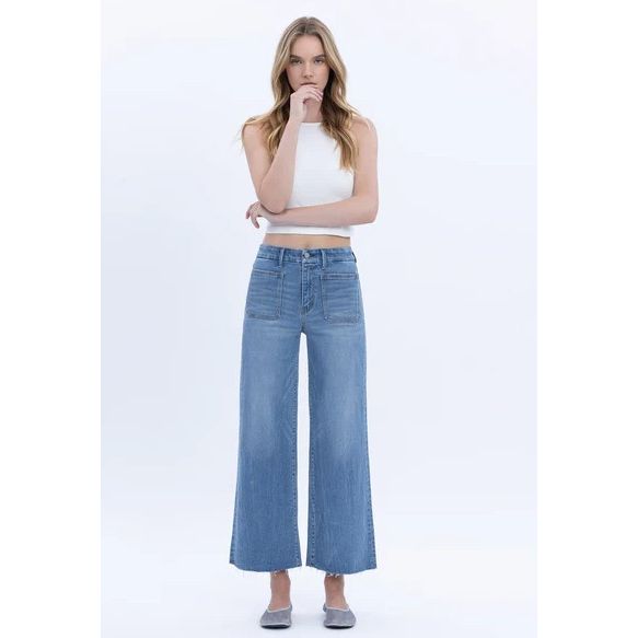 Vervet Serene Promise High Rise Crop Wide Leg Jeans - Light