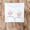 Virtue Gemstone CZ with Hammered Rectangle Earrings - Blush