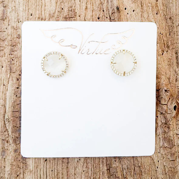 Virtue Gemstone CZ Stud - White