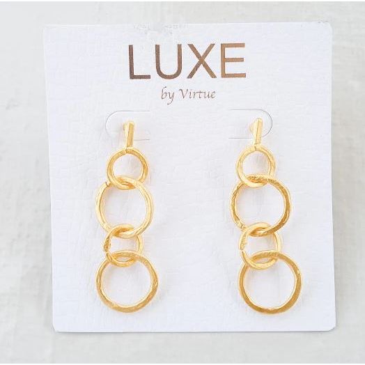 Virtue LUXE Bar Post Chain Link Drop Earrings - The Tara/Gold