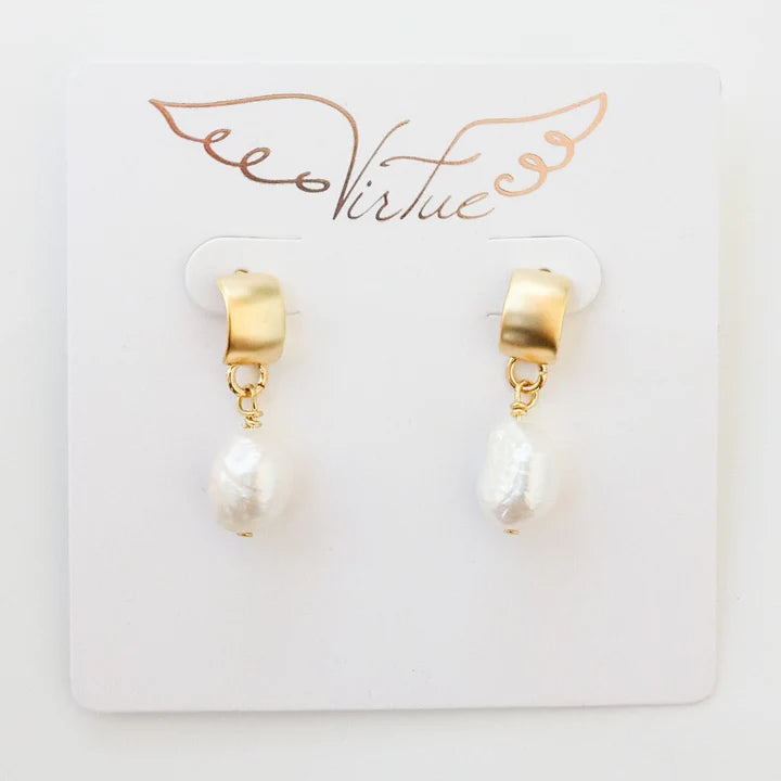 Virtue Flat Semi Circle Mini Pearl Earrings