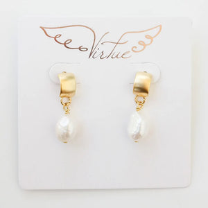 Virtue Flat Semi Circle Mini Pearl Earrings