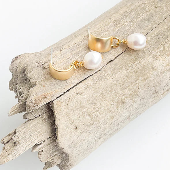 Virtue Flat Semi Circle Mini Pearl Earrings