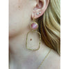 Virtue Gemstone CZ with Hammered Rectangle Earrings - Blush
