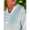 Wendy Waffle Knit Top with Henley Neckline - Off White
