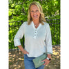 Wendy Waffle Knit Top with Henley Neckline - Off White