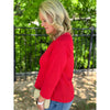 Wendy Waffle Knit Top with Henley Neckline - Red