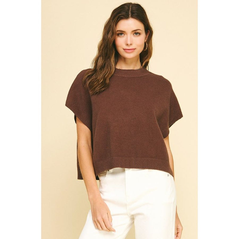 Weston Dropped Shoulder Sweater Top - Espresso
