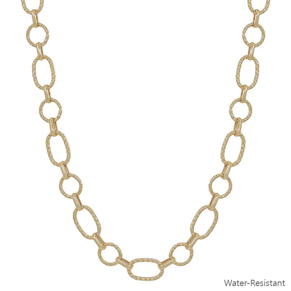Textured Open Circle Chain Necklace - Gold