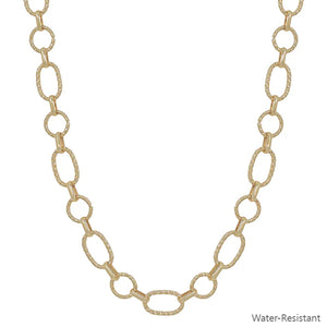 Textured Open Circle Chain Necklace - Gold