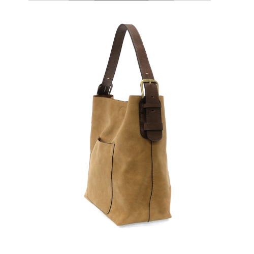 Roanoke Hobo Faux Suede Handbag - Wheat/Coffee