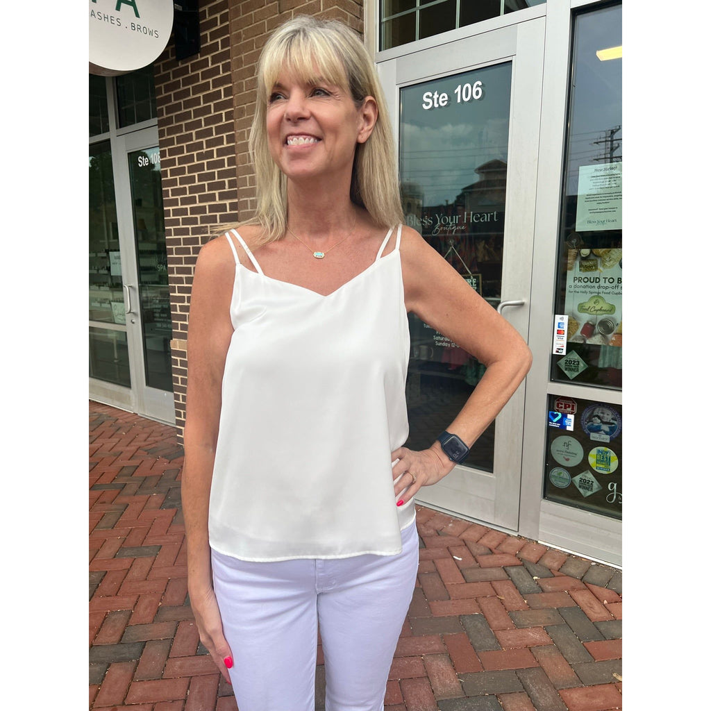 Amira Double Strap Cami - White