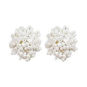 Pom Pom Bead Earrings - White