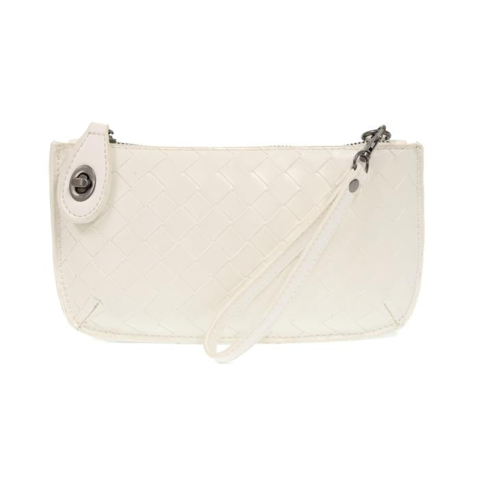 Joy Wide Woven Crossbody Wristlet - White