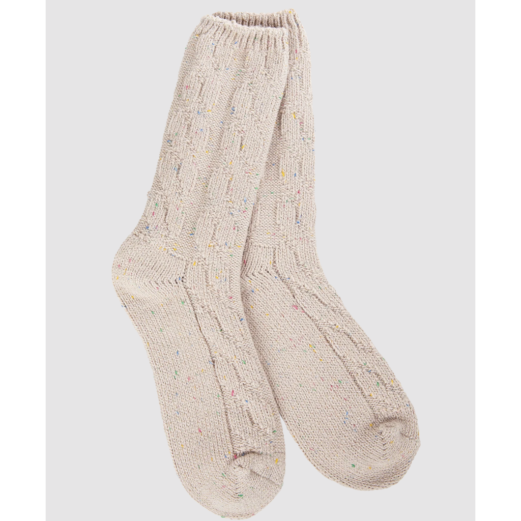 Weekend Ragg Cable Crew Sock - Oatmeal Confetti