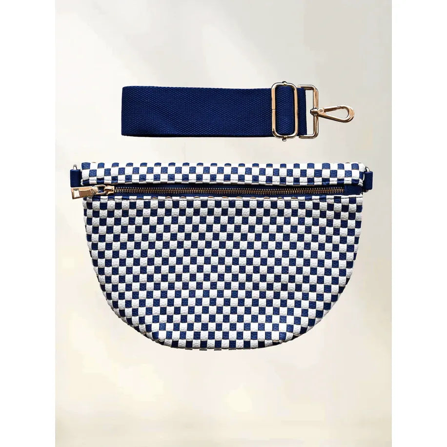 Westlyn Woven Bum Bag - Checkered Navy