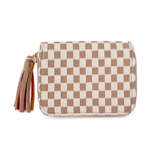 Wynona Woven Wallet - Checkered Tan