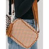 Woven Willow Camera Crossbody Bag - Checkered Brown