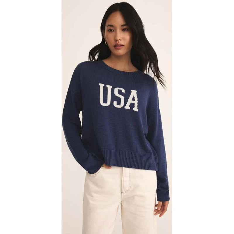 Z Supply Sienna USA Sweater - Yacht Blue