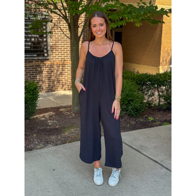 Z Supply Textured Flared Jumpsuit - Black