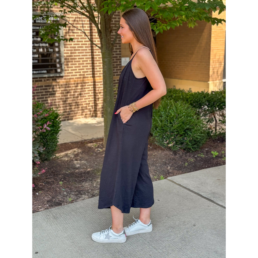 Z Supply Textured Flared Jumpsuit - Black