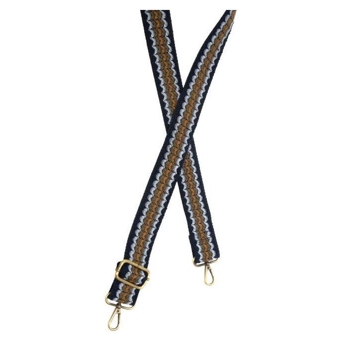 1.5" Simple Woven Guitar Strap - Navy/Neutral