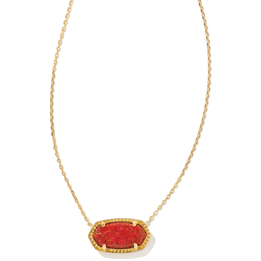 KENDRA SCOTT ELISA SHORT PENDANT NECKLACE GOLD RED KYOCERA OPAL