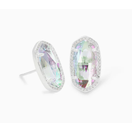 KENDRA SCOTT ELLIE STUD EARRINGS RHODIUM DICHROIC GLASS