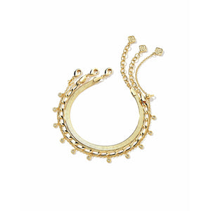 KENDRA SCOTT KASSIE SET OF 3 CHAIN BRACELET GOLD METAL
