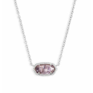 KENDRA SCOTT ELISA SHORT PENDANT NECKLACE RHODIUM PURPLE AMETHYST