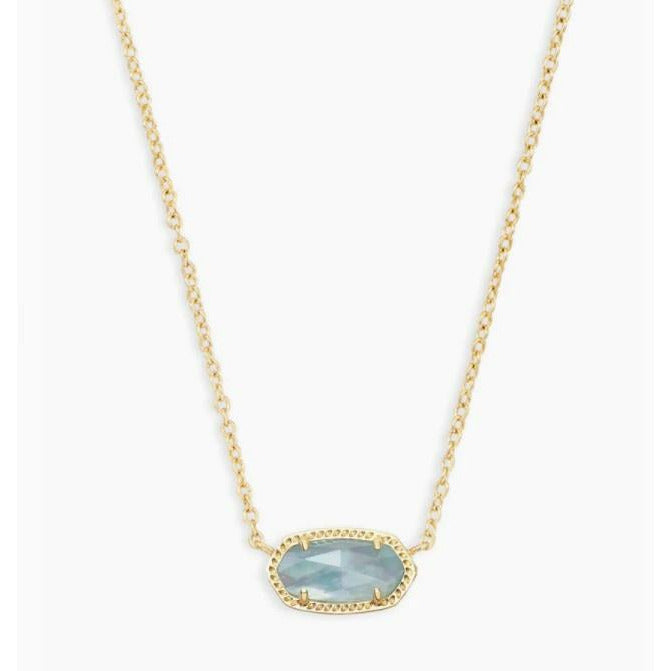 KENDRA SCOTT ELISA SHORT PENDANT NECKLACE GOLD LIGHT BLUE ILLUSION