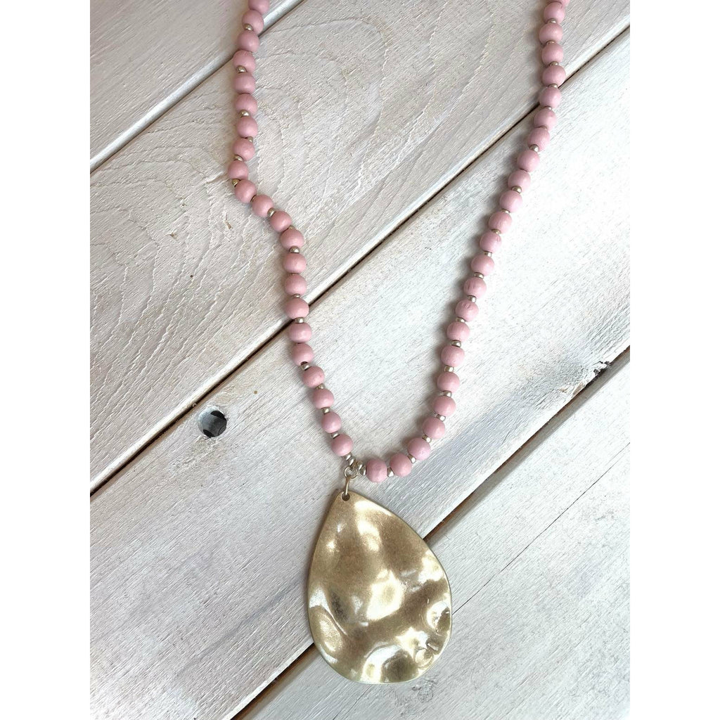 BYH Babe Teardrop Necklace - Dusty Pink