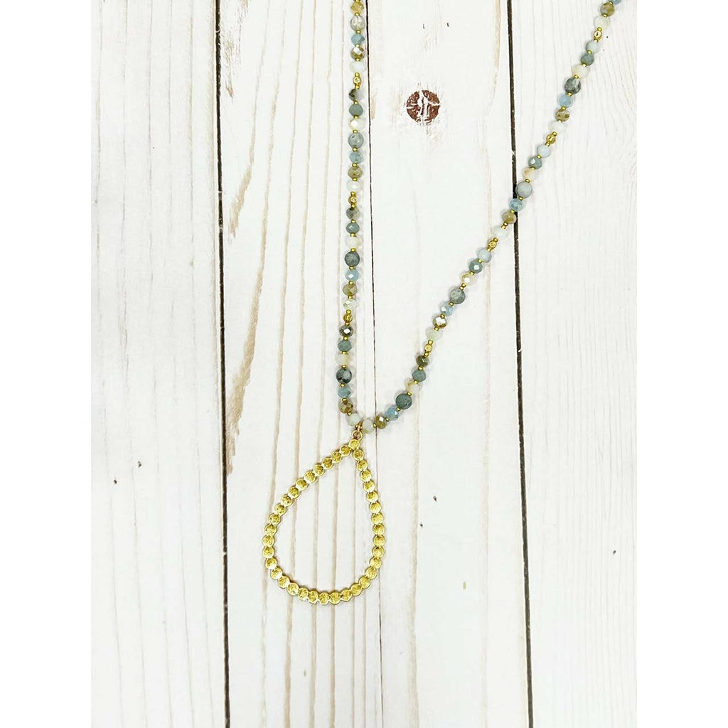 Teardrop Stone Bead Necklace - Gray