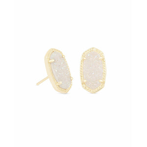 KENDRA SCOTT ELLIE EARRING GOLD IRIDESCENT DRUSY