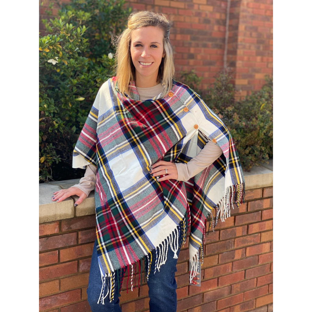 3-in-1 Plaid Wrap - White Multi Plaid