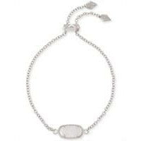 KENDRA SCOTT ELAINA DELICATE CHAIN BRACELET RHODIUM IRIDESCENT DRUSY