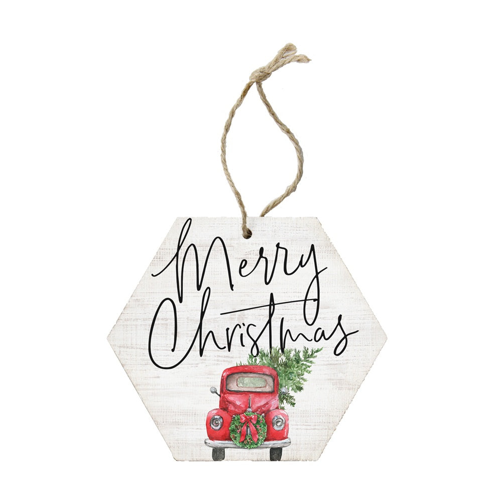 Merry Christmas Red Truck Ornament