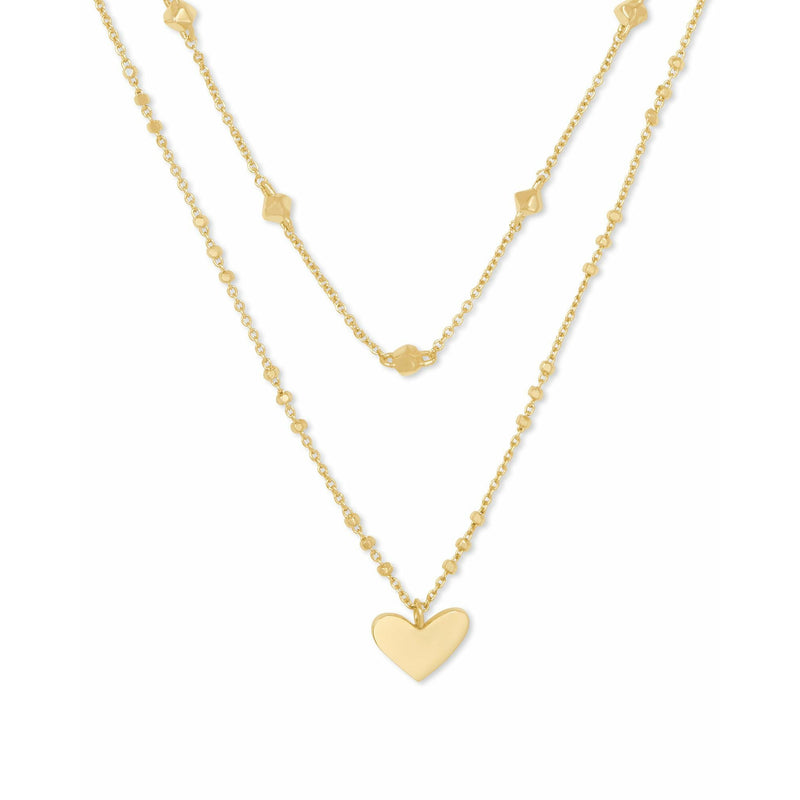 KENDRA SCOTT ARI HEART MULTI STRAND NECKLACE GOLD METAL