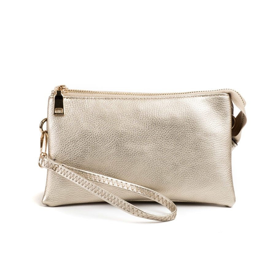 Riley Light Gold Crossbody Wristlet