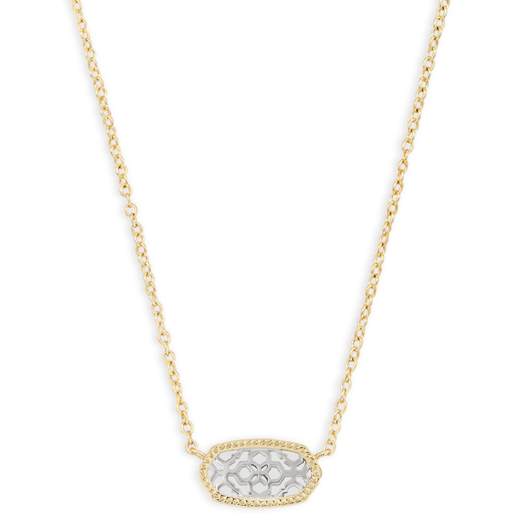 KENDRA SCOTT ELISA SHORT PENDANT NECKLACE GOLD - RHODIUM FILIGREE MIX