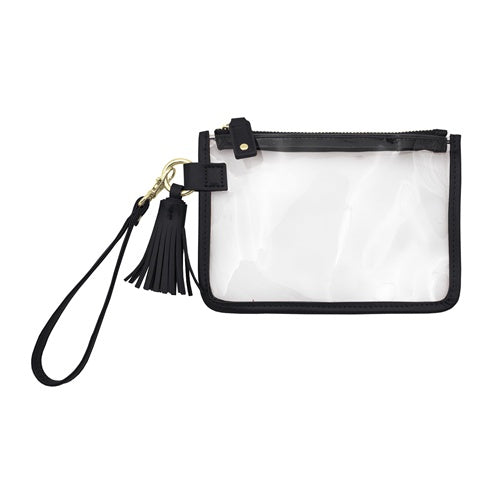 Clear Wristlet with Black and Gold Accents