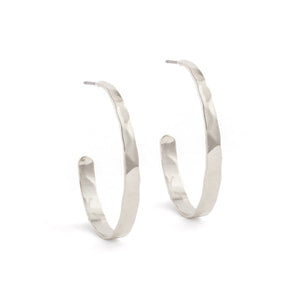Lightly Hammered Medium Hoops- Silver