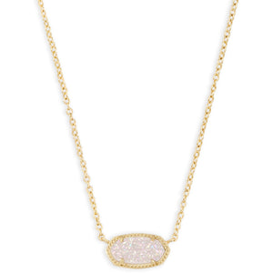 KENDRA SCOTT ELISA 20" PENDANT NECKLACE GOLD IRIDESCENT DRUSY