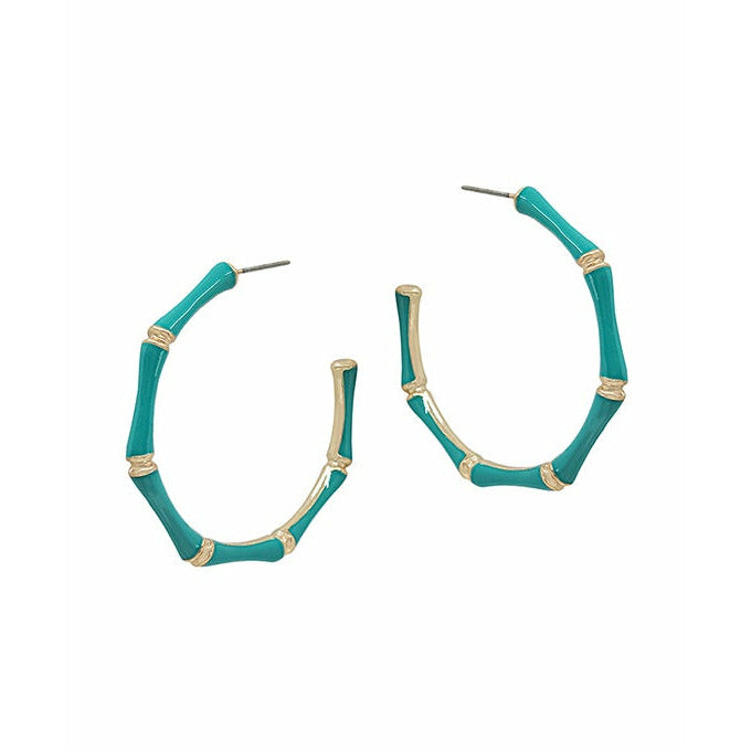 Bamboo Colored Metal Hoop - Teal