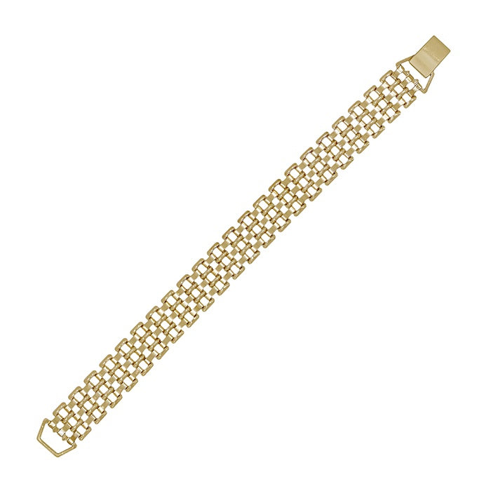 Thin Chain Watch Style Closure Bracelet - Gold